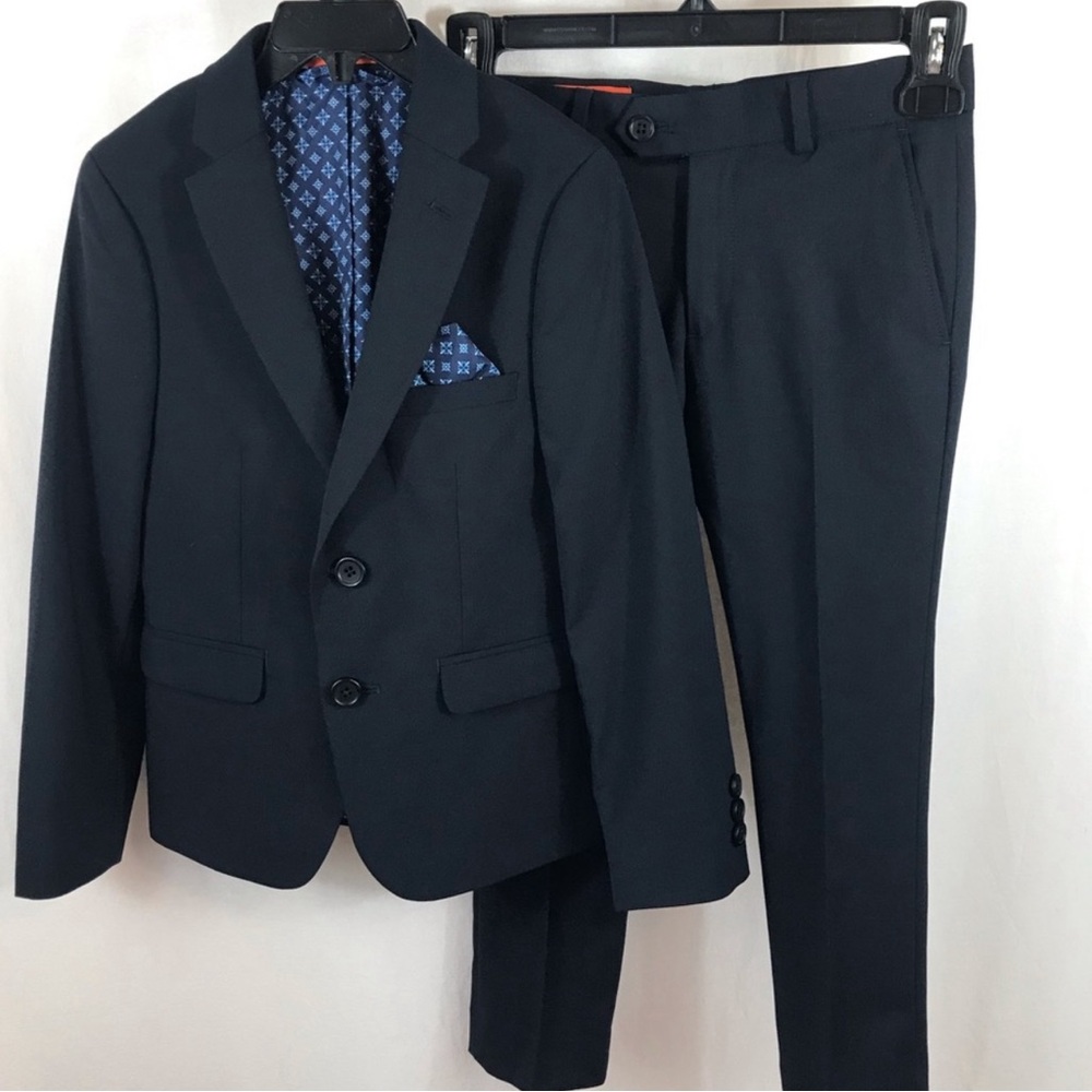 Tallia Boys Solid Navy Wool Blend Suit Size 6